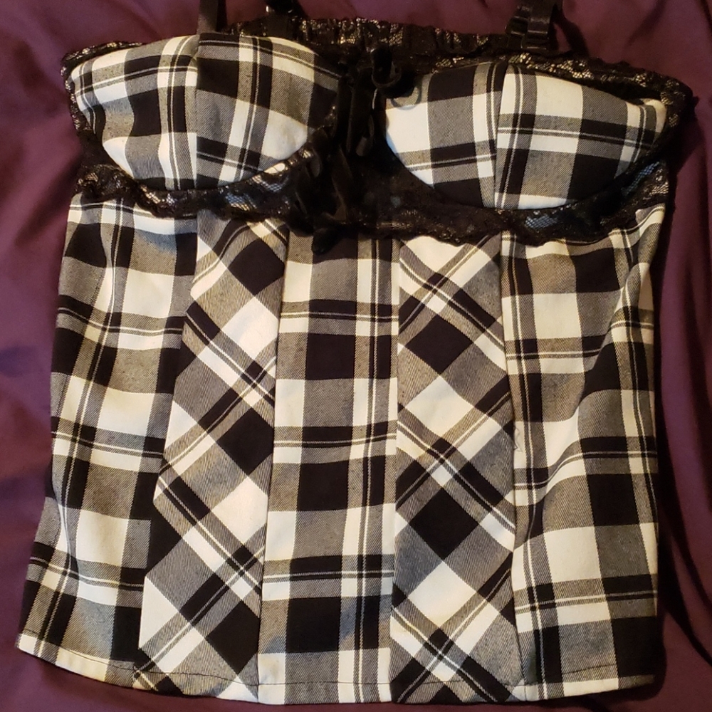 Plaid Corset like top